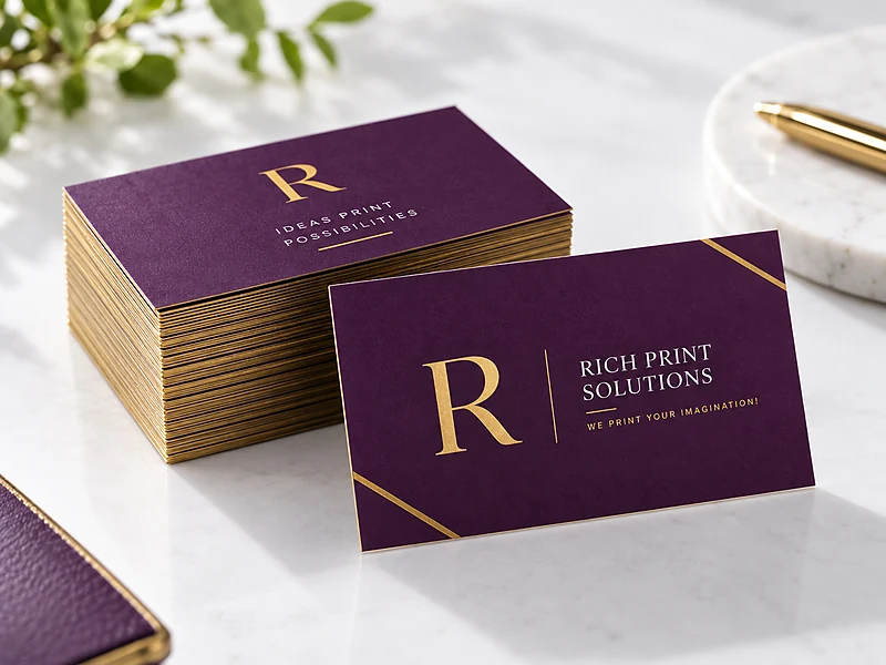Stack of laminated business cards